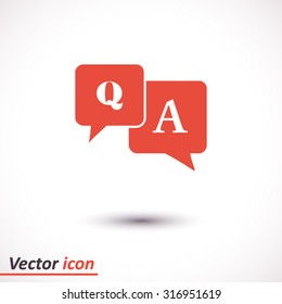 Question answer icon. Q&A sign symbol. Speech bubbles with question and answer.