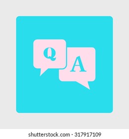 Question answer icon. Q&A sign symbol. Speech bubbles with question and answer.