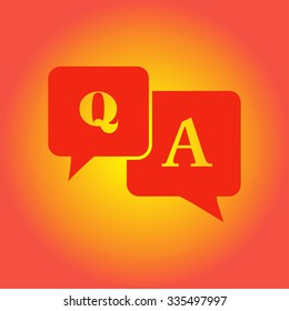 Question answer icon. Q&A sign symbol. Speech bubbles with question and answer.