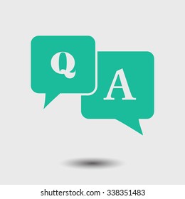 Question answer icon. Q&A sign symbol. Speech bubbles with question and answer.