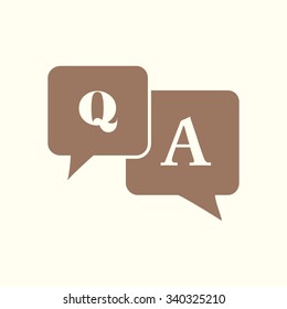 Question answer icon. Q&A sign symbol. Speech bubbles with question and answer.