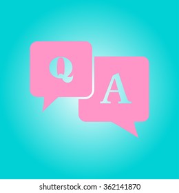 Question answer icon. Q&A sign symbol. Speech bubbles with question and answer.