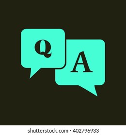 Question answer icon. Q&A sign symbol. Speech bubbles with question and answer.