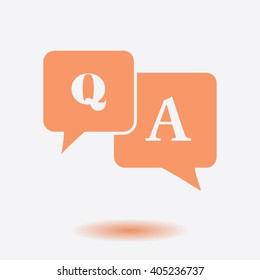 Question answer icon. Q&A sign symbol. Speech bubbles with question and answer.