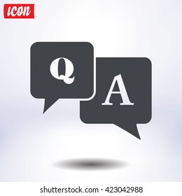 Question answer icon. Q&A sign symbol. Speech bubbles with question and answer.