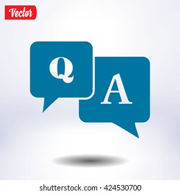 Question answer icon. Q&A sign symbol. Speech bubbles with question and answer.