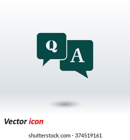 Question Answer Icon. Q& A Sign Symbol. Speech Bubbles With Question And Answer.