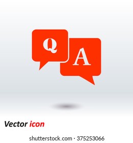 Question Answer Icon. Q&A Sign Symbol. Speech Bubbles With Question And Answer.