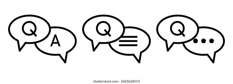 question and answer icon set. Q and A icon. faq line icon. vector design eps 10.