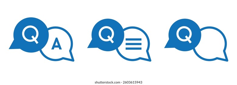 question and answer icon set. speech bubbles line art vector icon for apps and websites. vector design eps 10. Q and A speech bubble sign.