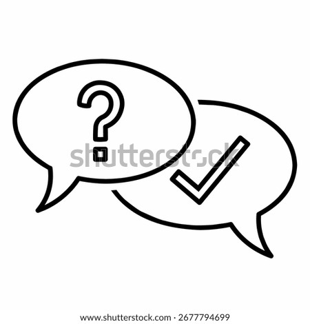 Question and answer icon, speech bubble with check mark