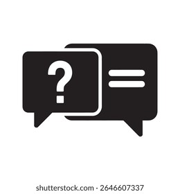 Question and answer icon with speech bubbles for a support forum or a frequently asked questions section for information and help vector solid glyph icon
