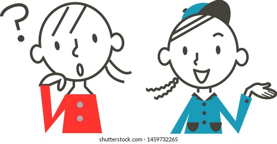 question & answer icon, woman & engineer