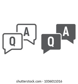 Question And Answer Line And Glyph Icon, E Learning And Education, Speech Bubble Chat Sign Vector Graphics, A Linear Pattern On A White Background, Eps 10.