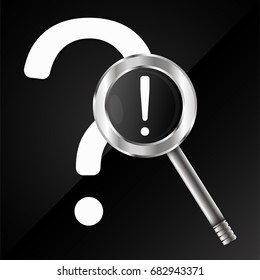Question and answer with magnifying glass vector illustration