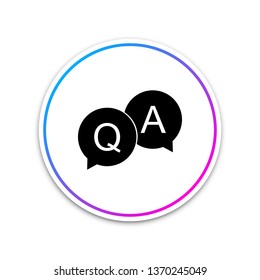 Question and Answer mark in speech bubble icon isolated on white background. Q and A symbol. Circle white button. Vector Illustration