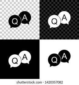 Question And Answer Mark In Speech Bubble Icon Isolated On Black, White And Transparent Background. Q And A Symbol. FAQ Sign. Copy Files, Chat Speech Bubble And Chart Web Icons. Vector Illustration