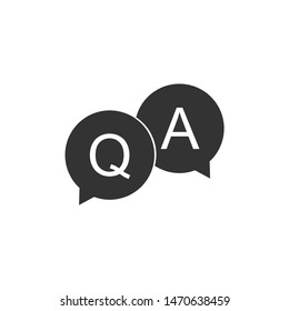 Question and Answer mark in speech bubble icon isolated. Q and A symbol. Flat design. Vector Illustration