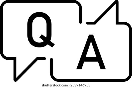 Question answer message icon. Q and A symbol. Speech bubble. Editable Stroke. Vector illustration