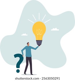 Question and answer, q and a or solution to solve problem, FAQ frequently asked question, help or creative thinking idea.business concept.flat character.