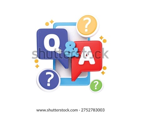 Question and answer QA speech bubble icon 3D render illustration