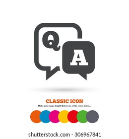 Question Answer Sign Icon. Q&A Symbol. Classic Flat Icon. Colored Circles. Vector