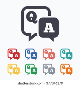 Question Answer Sign Icon. Q&A Symbol. Colored Flat Icons On White Background.