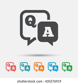 Question answer sign icon. Q&A symbol. Graphic element on white background. Colour clean flat question answer icons. Vector