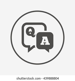 Question answer sign icon. Q&A symbol. Round button with flat question answer icon. Vector