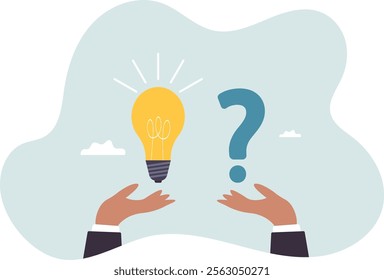 Question and answer, solving problem or business solution, ask for reply or idea to solve difficulty and trouble, FAQ.business concept.flat character.