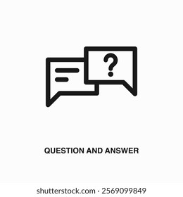 Question And Answer thin line icon or logo. Symbol or sign on business or finance ui theme. Vector line illustration.