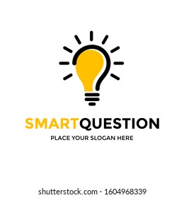 Question and answer vector logo template. This design use bulb lamp and question mark symbol.