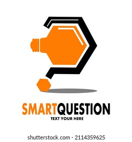Question and answer vector logo template. This design use bulb lamp and question mark symbol