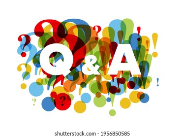 Question and Answers concept illustration template with big Q and A letters - frequentaly qustions and answers section icon, header image made from question and exclamation mark