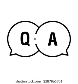 Question and answers concept illustration template with big circle speech bubbles with QA letters - qustions and answers section icon, header image
