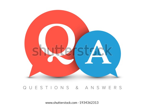Question and Answers concept illustration template\
with big circle speech bubbles with QA letters - qustions and\
answers section icon, header\
image