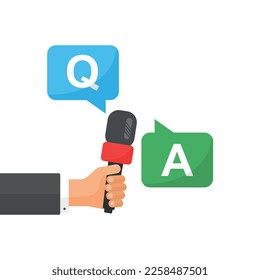 Question and answers icon in flat style. Q and A assistance vector illustration on isolated background. Interview sign business concept.