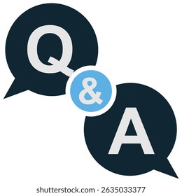 Question and answers icon vector for school quizzes, FAQs, or classroom communication. Ideal for study guides, online education tools, and help interface visuals.