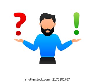 Question and Answers, man thinks. FAQ concept. Online Support center.