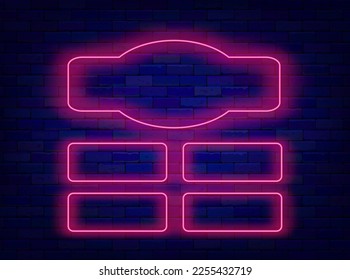 Question and answers neon grid template. Test, tv show and exam concept. Quiz design. Shiny banner. Copy space. Simple frame. Luminous border. Vector stock illustration