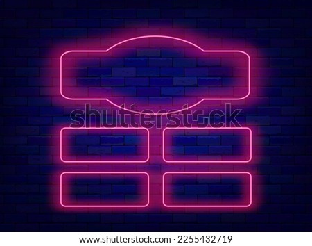 Question and answers neon grid template. Test, tv show and exam concept. Quiz design. Shiny banner. Copy space. Simple frame. Luminous border. Vector stock illustration