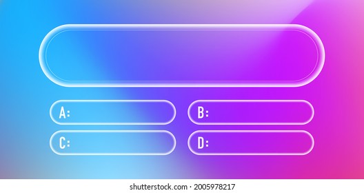 Question and answers neon style vector template for quiz game, exam, tv show, school, examination test. Illustration 10 eps