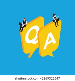 Question and answers, Q and A 3d isometric vector illustration concept for banner, website, landing page, ads, flyer template