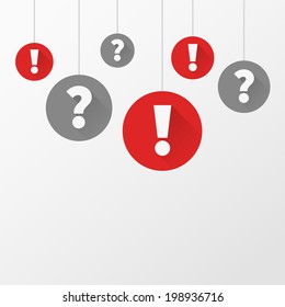 Question and answers symbols are hanging on rope