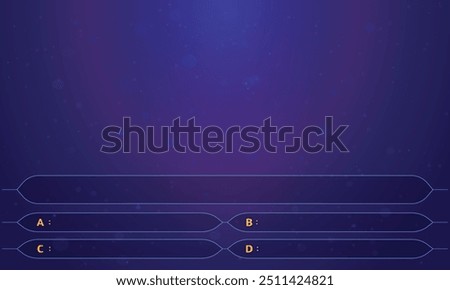 Question and answers template from TV game. Test and quiz concept. Quiz game in tv. Gradient background of blue and azure color. Four answers for knowledge exam.