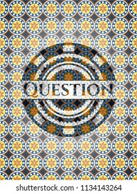 Question arabesque badge. arabic decoration.