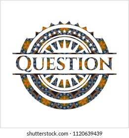 Question arabesque emblem. arabic decoration.