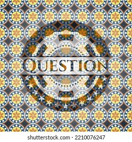 Question arabesque style badge. arabic decoration. 