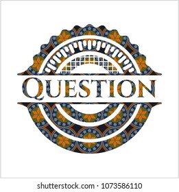 Question arabic style emblem. Arabesque decoration.