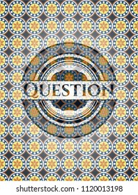 Question arabic style emblem. Arabesque decoration.